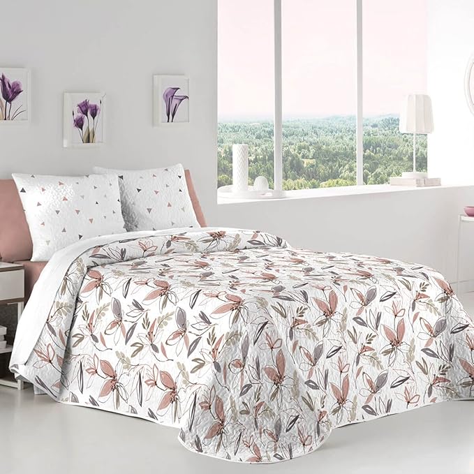 Colcha Reversible Con Cojín Malu Malva